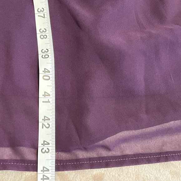 Nemidor Dress Top See-Thru Purple Belt Short Sleeve Floral Cocktail Size 20 - Picture 9 of 9
